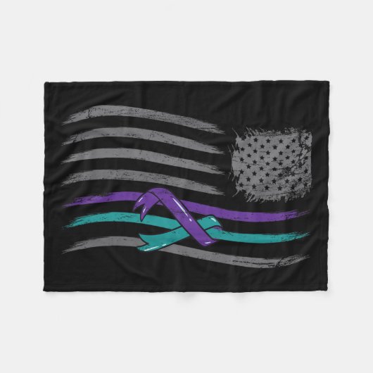 Suicide Prevention American Flag Purple Awareness Fleecedecke (Vorderseite (Horizontal))
