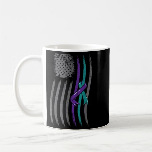 Suicide Prevention American Flag Purple Awareness Kaffeetasse (Links)