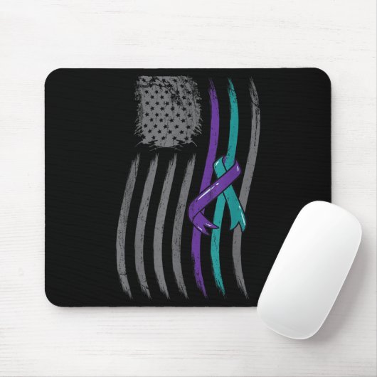 Suicide Prevention American Flag Purple Awareness  Mousepad (Mit Mouse)