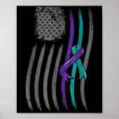 Suicide Prevention American Flag Purple Awareness Poster (Vorne)
