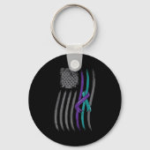 Suicide Prevention American Flag Purple Awareness  Schlüsselanhänger (Vorderseite)