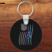 Suicide Prevention American Flag Purple Awareness Schlüsselanhänger (Vorderseite)