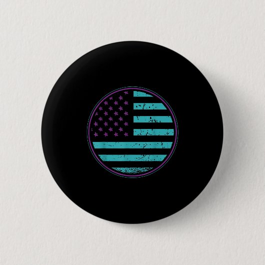 Suicide Prevention American Flag Wear Teal Purple  Button (Vorderseite)