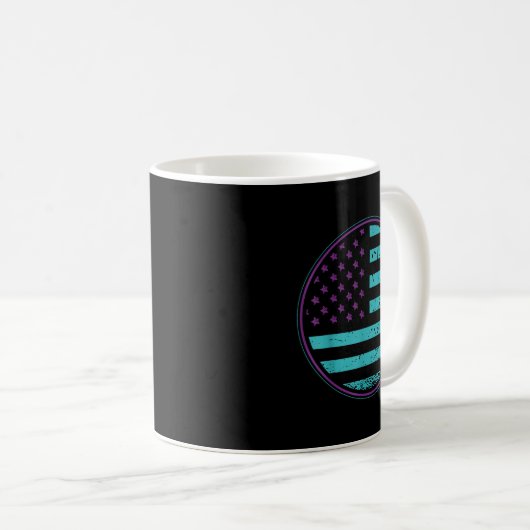 Suicide Prevention American Flag Wear Teal Purple Kaffeetasse (VorderseiteRechts)