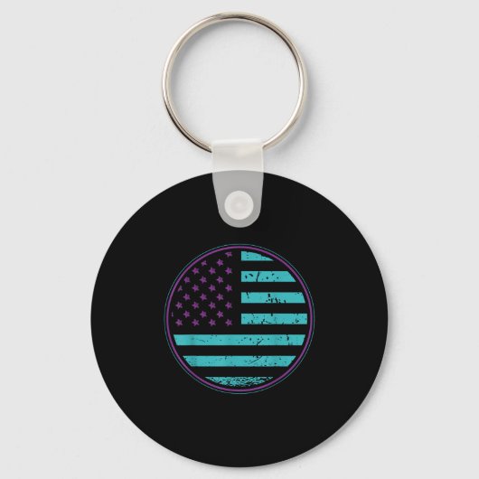 Suicide Prevention American Flag Wear Teal Purple  Schlüsselanhänger (Vorderseite)