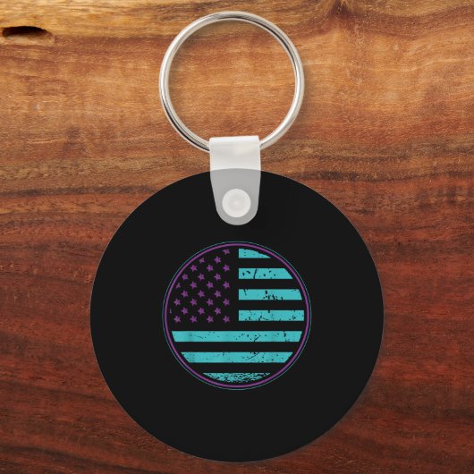 Suicide Prevention American Flag Wear Teal Purple  Schlüsselanhänger (Vorderseite)
