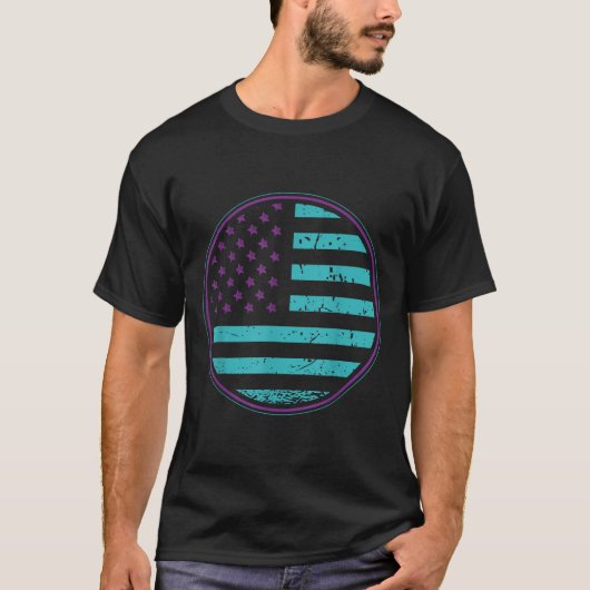 Suicide Prevention American Flag Wear Teal Purple  T-Shirt (Vorderseite)