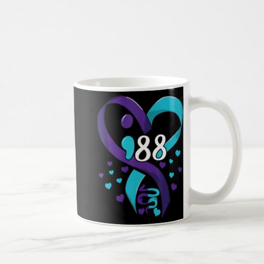 Suicide Prevention Awareness 988 Heart Teal And Pu Kaffeetasse (Rechts)