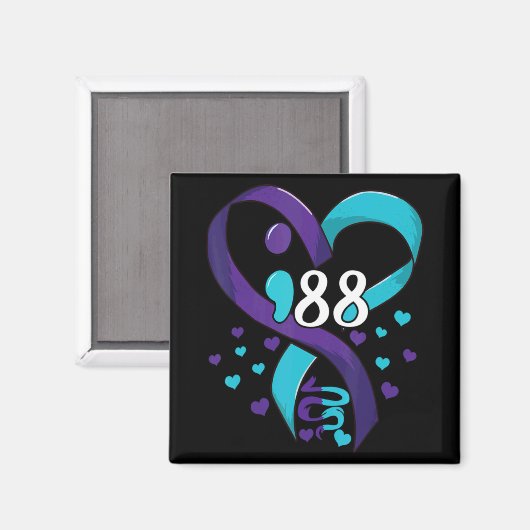 Suicide Prevention Awareness 988 Heart Teal And Pu Magnet (Vorderseite/Rückseite)