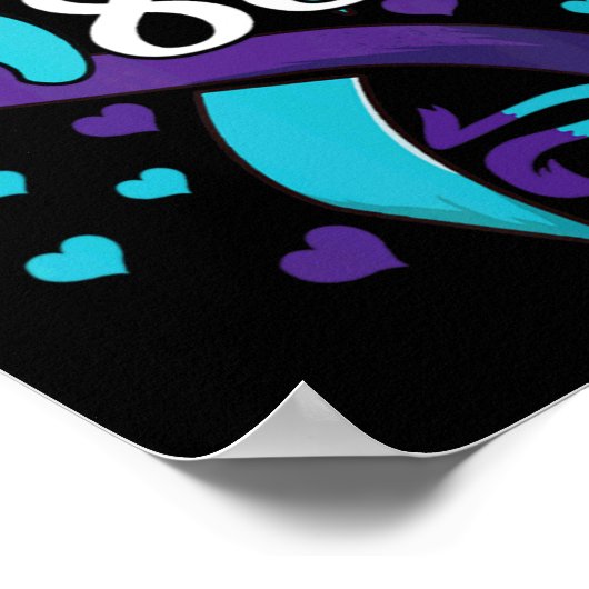 Suicide Prevention Awareness 988 Heart Teal And Pu Poster (Ecke)