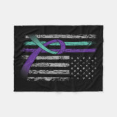 Suicide Prevention Awareness America Flag Teal Pur Fleecedecke (Vorderseite (Horizontal))