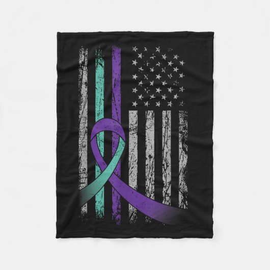 Suicide Prevention Awareness America Flag Teal Pur Fleecedecke (Vorderseite)