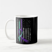 Suicide Prevention Awareness America Flag Teal Pur Kaffeetasse (Links)