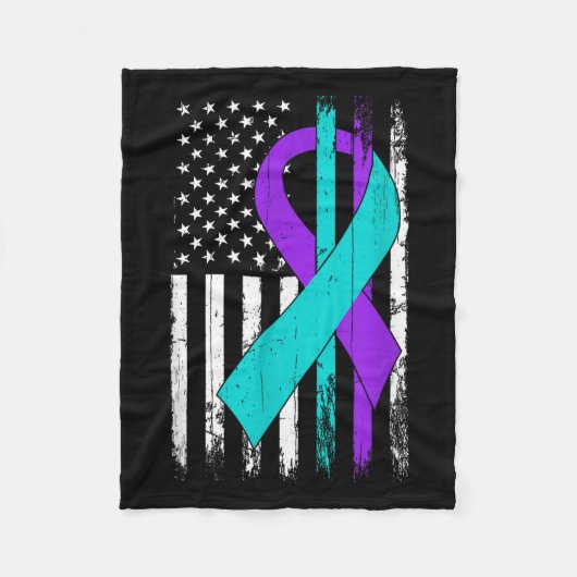 Suicide Prevention Awareness American Flag Fleecedecke (Vorderseite)