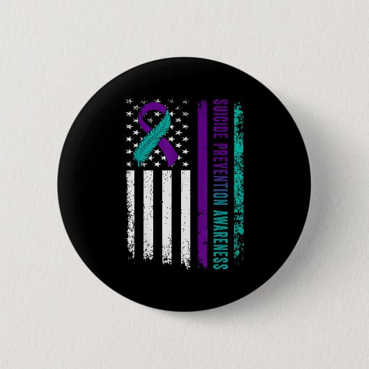 Suicide Prevention Awareness American Flag Ribbon Button (Vorderseite)