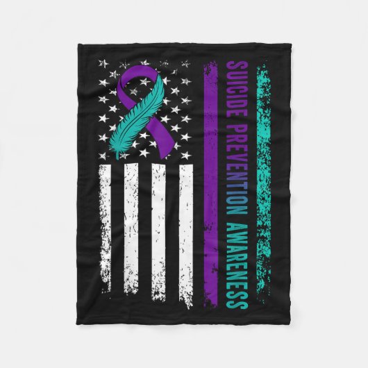 Suicide Prevention Awareness American Flag Ribbon Fleecedecke (Vorderseite)