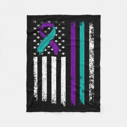 Suicide Prevention Awareness American Flag Ribbon Fleecedecke (Vorderseite)