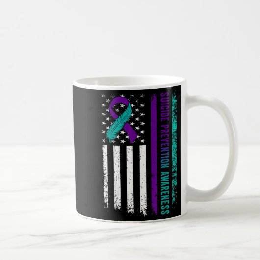 Suicide Prevention Awareness American Flag Ribbon  Kaffeetasse (Rechts)