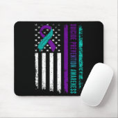 Suicide Prevention Awareness American Flag Ribbon Mousepad (Mit Mouse)