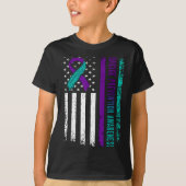 Suicide Prevention Awareness American Flag Ribbon T-Shirt (Vorderseite)