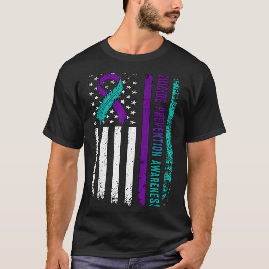 Suicide Prevention Awareness American Flag Ribbon  T-Shirt (Vorderseite)