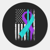 Suicide Prevention Awareness American Flag  Runder Aufkleber (Vorderseite)
