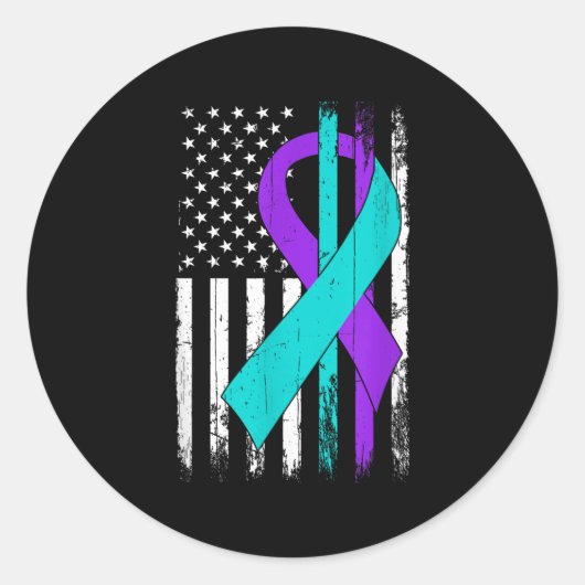 Suicide Prevention Awareness American Flag  Runder Aufkleber (Vorderseite)