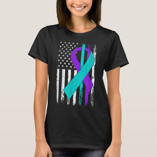 Suicide Prevention Awareness American Flag  T-Shirt (Vorderseite)
