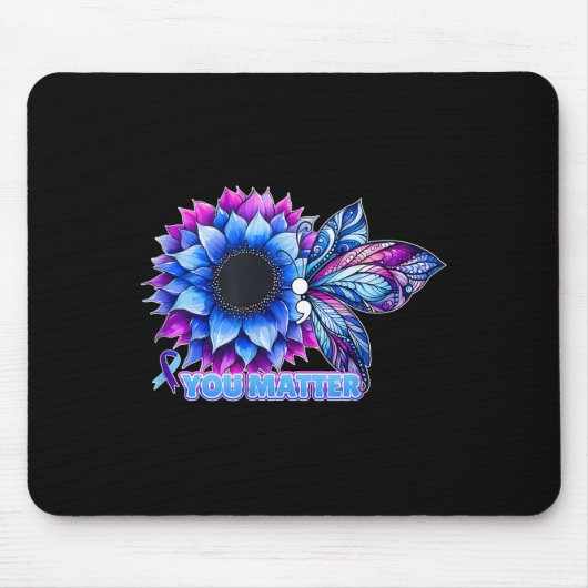 Suicide Prevention Awareness Butterfly Semicolon Mousepad (Vorne)