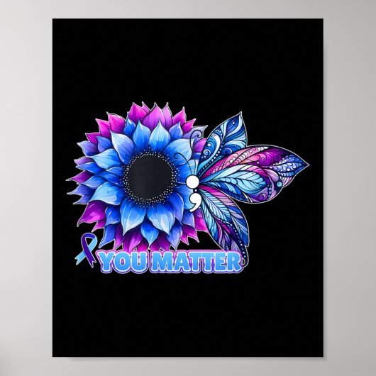 Suicide Prevention Awareness Butterfly Semicolon Poster (Vorne)