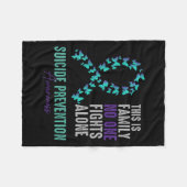 Suicide Prevention Awareness Butterfly Teal Purple Fleecedecke (Vorderseite (Horizontal))