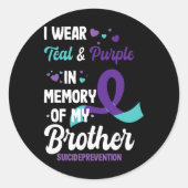 Suicide Prevention Awareness In Memory Of Brother  Runder Aufkleber (Vorderseite)