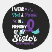 Suicide Prevention Awareness In Memory Of Sister  Runder Aufkleber (Vorderseite)