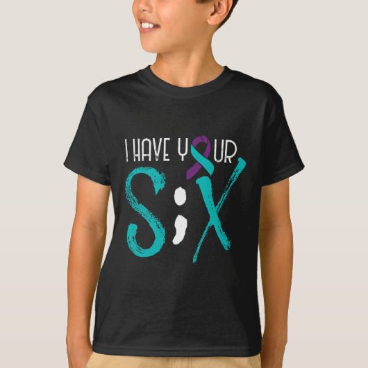 Suicide Prevention Awareness Semicolon Six Support T-Shirt (Vorderseite)