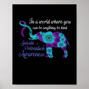 Suicide Prevention Awareness Sunflower Elephant Poster