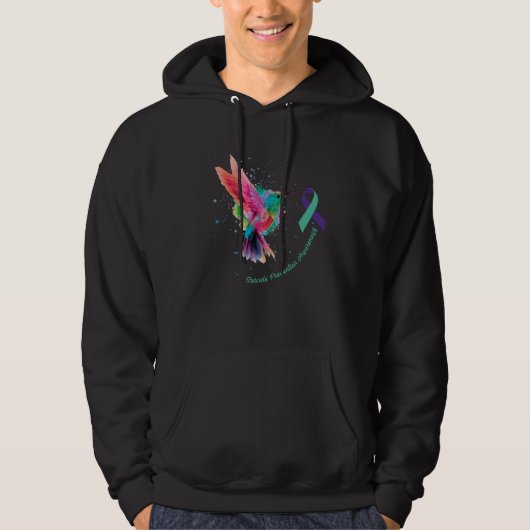 Suicide Prevention Awareness Sunflower Hummingbird Hoodie (Vorderseite)