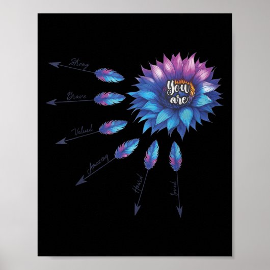 Suicide Prevention Awareness Sunflower You Are 988 Poster (Vorne)