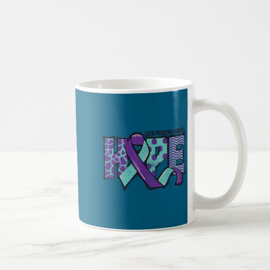Suicide Prevention Awareness Teal & Purple Rib Kaffeetasse (Rechts)