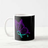 Suicide Prevention Awareness Teal & Purple Rib Kaffeetasse (Links)