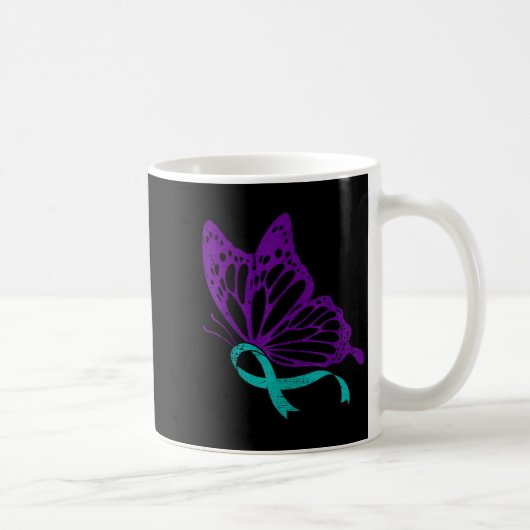 Suicide Prevention Awareness Teal & Purple Rib Kaffeetasse (Rechts)