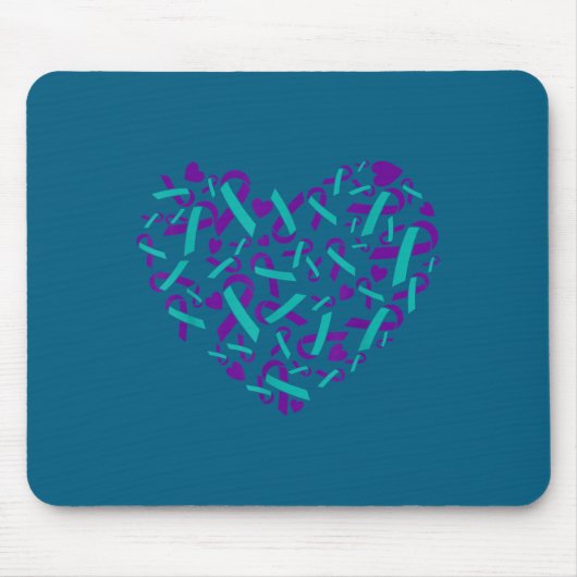 Suicide Prevention Awareness Teal &amp; Purple Rib Mousepad (Vorne)