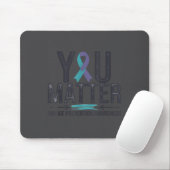 Suicide Prevention Awareness Teal &amp; Purple Rib Mousepad (Mit Mouse)