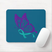 Suicide Prevention Awareness Teal &amp; Purple Rib Mousepad (Mit Mouse)