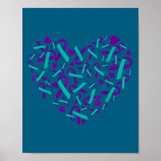 Suicide Prevention Awareness Teal &amp; Purple Rib Poster (Vorne)
