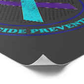 Suicide Prevention Awareness Teal &amp; Purple Rib Poster (Ecke)