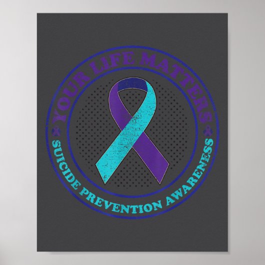 Suicide Prevention Awareness Teal &amp; Purple Rib Poster (Vorne)