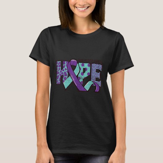 Suicide Prevention Awareness Teal &amp; Purple Rib T-Shirt (Vorderseite)