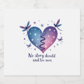 Suicide Prevention Awareness Teal Purple Heart Dra Schaumweinetikett (Einzelnes Label)