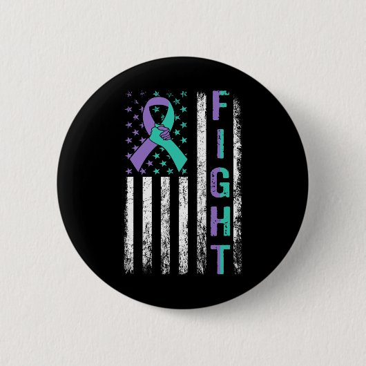 Suicide Prevention Awareness Teal Purple Usa Flag  Button (Vorderseite)