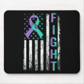 Suicide Prevention Awareness Teal Purple Usa Flag  Mousepad (Vorne)